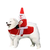 패션 개 크리스마스 승마 의류 높은 품질 애완 동물 산타 클로스 인형 의류 의류 페스티벌 공급 겨울 24gg H1