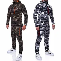 Mäns Tracksuits Mens Camouflage Jacket Sets Printed 2pcs Sportkläder Man Top Byxor Suits Hoodie Outdoors Coat Byxor
