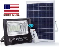 LED Sollampor, 200W utomhus säkerhetsflyglampa, solgata ljus, IP67 Vattentät, fjärrkontroll, solflödesljus för gräsmatta, trädgård