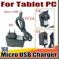 168 Micro USB 5V 2A Laddare Converter Power Adapter US EU UK-kontakt AC för 7 "10" 3G 4G MTK6582 MTK6580 MTK6592 Ring Tablet PC Phone Phablet