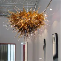 Franse Crystal Colored Murano Glas Kroonluchter Hoge Plafond Hanglampen Luxe Murano Glas Crystal Kroonluchter Verlichting