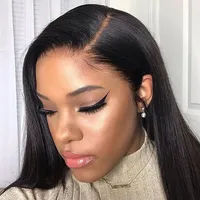 Lace Lace Lace Front Human Hair Wigs for Black Femmes Bob frontal br￩silien Bob Frontal Long Remy Wig 180 densit￩ HD Full