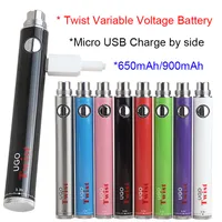 5 SZTUK UGO Twist Wax DAB Pen Evod USB VV Passhrough Vape Vape Bateria 650 900 mAh z ładowarką Micro USB