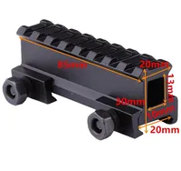 Tactical 8-Slot Rail Riser Mount 20mm Weaver Rail Mount med snabb frisättning Grooved Se genom Picatinny Rail Scope Riser