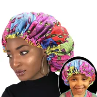 2 unids/set padre niño capó sombrero patrón africano impresión tela capó sueño turbante cap mujeres tratamiento del cabello proteger el cabello