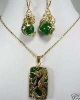 Nuva Joyería Verde Dragón de Jade Pendiente Colgante Collar Al Por Mayor Cuarzo Jade Cristal