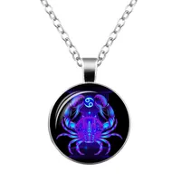 New Fashion Galaxy 12 Constellation Design Zodiac Pendant Necklace Sign Horoscope Astrology For Women Men Glass Cabochon