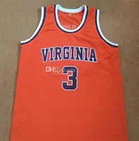 Jeff Lampa # 3 Virginia Cavaliers College Retro Koszykówka Jersey Męskie Zszyte Niestandardowe Niestandardowe Nazwa Nazwa Koszulki
