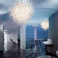 Итальянский фойе белые потолочные светильники высокого качества красивый ручной взорванный арт стекла хрустальный светильник для отеля лоббби