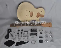 DIY Gitarrer Mahogny Body Ofinished Electric Guitar Kit med Flamed Maple Top Dual Humbuckers