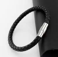 Caliente Joyería de Moda Hombres Pulsera de Cuero Negro Pulseras Magnéticas Pulseras Punk Cord Trenzado Pareja Pulsera S195