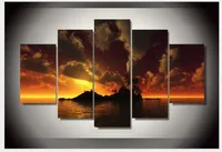 Canvas HD는 모듈화 된 그림을 인쇄합니다. 홈 데코레이션 5 조각 Sunset Wall Art 단풍 나무 포스터 거실 프레임 워크