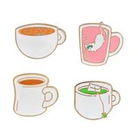 Other Groom Accessories Enamel Coffee Cup Tea Brooch Pins Cute Suit Shirt Lapel Pin for Women Children Gift DROP SHIP 170892