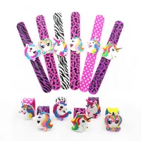 20 PC al por mayor colores de impresión Niños unicornio Muñequera para niños Niños favorece a las niñas flexible Wrap palmada de la pulsera del brazalete Enfant Animal regalo