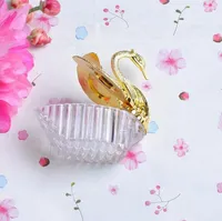 100pcs Styles europeus Acrílico Silver Swan Doce Presente de casamento Jewely Candy Candy Caixa Caixas de presente Wedding Favors titulares