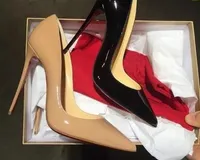2019 Hot Women Shoes Red Bottoms High Heels Sexig Pekad Toe Red Sole 8cm 10cm 12cm Pumpar Kom med Logo Dammsäckar Bröllopsskor