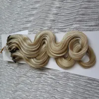 Micro Loop Hair Extensions Body Wave Micro Bead Human Remy Peruvian Virgin Hair 1g / 1s Micro Link Hårförlängningar