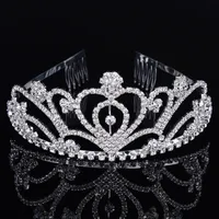 Barokowy Silver Vintage Clear Crystal Princess Królowa Diadem Rhinestone Bride Crowns and Tiaras na Akcesoria do włosów Wesele JCI116