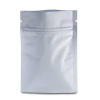 Paquet 200pcs / lot de sac de stockage de nourriture de papier d'aluminium rescellable blanc d'aluminium de serrure de fermeture éclair d'emballage à long terme d'emballage de sac de papier d'aluminium de Mylar