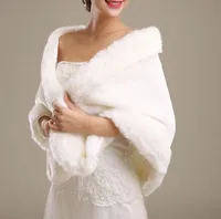 Womens Ladies Wedding Shawl Faux Fur Cashmere Bride Cape Winter Shrug Bolero White