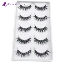 Factory Wholesale Cheap Price Transparent stem handmade eyelash 5 Pairs Synthetic Hair Premium Silk False Eyelash