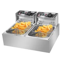 Wholesales EH82 5000W MAX 110V 12.7QT/12L Stainless Steel Double Cylinder Electric Fryer US Plug