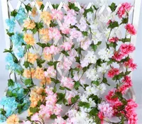 6 Цветов 2,3 м Вишня Искусственные Цветы Черри Blossom Sakura Cane Vine для свадебных украшений Настенная цветочная нить