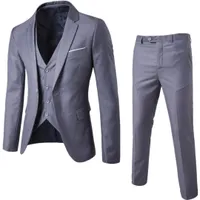 Sıcak Man Suit İş Biçimsel Boş Elbise Slim Fit Yelek Üç parçalı Damat İyi Erkek Takımları Blazers