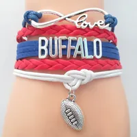 Smycken Infinity Love Buffalo Football Team Bracelet Royal Blue Red White Sports Friendship Armband B09051