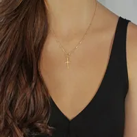 Silver Gold Chain Cross Pendant Necklace Small Gold Cross Chokers Necklaces Hip Hop Jewelry For Men Women Gifts Cheap Christmas Gift
