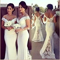 2021 платья невесты шифона с плеча кружева аппликация горничной честь платья Свадебные платья партии Настраиваемый