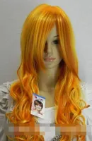 Perruque LL 00695 long mélange orange couleur orange clair Mode Cheveux Ondulés Perruques Filet à cheveux