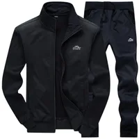 Mężczyźni Poliester Dresy Bluza Sporting Fleece Siłownie Spring Jacket + Spodnie Dorywczo męska Kombinezona Sportowa Fitness