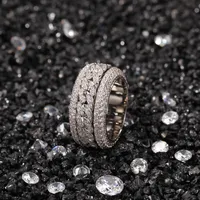 Drehbare kubanische Ring Mode Hip Hop Schmuck Herren Gold Silber Hohe Qualität Diamant Euro-Ringe