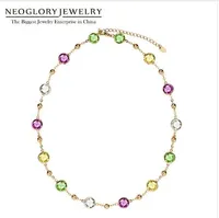 Neoglory Made mit Swarovski-Elementen-Kristalle helle gelbe Choker-Kette Maxi lange Halsketten für Frauen Valentinstag Geschenke