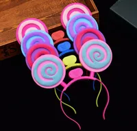Lindo LED Intermitente Lollipop Diadema Niños Adultos Ilumina Resplandeciente Hairband Headwear Glow Christmas Party Supplies SN2552