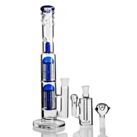 Blue Glass Water Bongs Recycler Bubbler Arm Tree DAB Rigs Percolater Dab Rig met Banger Glas Bong Water Pijp 18mm Joint Ash Catcher