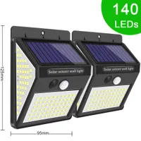 3mode 140 LED Outdoor Solar Flood Light Motion Bezprzewodowy Czujnik Słoneczny Bezpieczeństwo Światła do dekoracji ogrodzenia ściennego PIR Wodoodporna Lampa Energetyczna