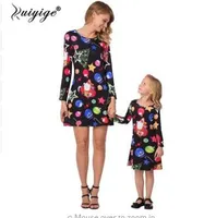 Ruiyige Mother Daughter Dresses Stampa floreale Famiglia Christmas Matching Clothes Christmas Party Dress Women Mommy And Me Clothing