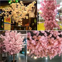 Simulerad körsbärsblomning Konstgjorda växter Dekorativa blommor Hemdekoration Silk Cherrys Blossoms Bouquet Wedding Festival