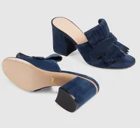 -l Pump Sandal Platform Sandals Designer Shoes Marmont Sandals with Fold over Fringe Real Leather High Heel with Box US113461