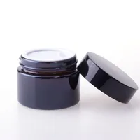 Creme de vidro Jar 20g 30g 50g Garrafas Cosméticos Emulsão Creme Jar Vidro Âmbar para Skin Care com tampão preto