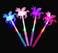 ユニコーンのテーマパーティーライトアップグロースティックのおもちゃの子供の女の子の誕生日の供給の装飾LED点滅ポニーマジックワンドSN1113