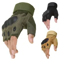 Sport all'aperto Tactical Army Airsoft Shooting Bicicletta Combat Fingerless Paintball Carbon Knuckle Mezza dita guanti da ciclismo