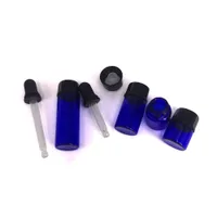 Black Rubber Glass Teat Dropper mit kleiner blauer Glasflasche ätherische Ölrolle auf kleiner Flasche 1ml 2ml 3ml 5ml für kosmetisches Wachs