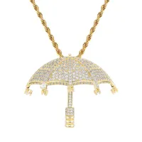 Hip Hop Paraplu Zirkoon Hanger Ketting voor Mannen Gouden Alloy Rhinestone Luxe Cubaanse Chain Fashion Jewelr