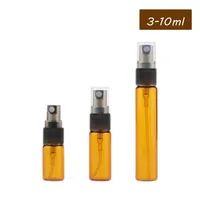 1000 stks / partij 3 ml 5 ml 10ml Mini Amber Glas Parfum Spray Fles Travel Hervulbare Lege Cosmetische Water Verstuiver Flessen LX1764