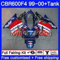 Bodys +Tank For HONDA CBR 600 F4 FS CBR 600F4 CBR600F4 99 00 Repsol blue hot 287HM.55 CBR600FS CBR600 F 4 CBR600 F4 1999 2000 Fairing kit