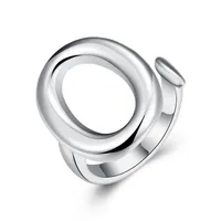 Top Sale! Pläterad sterling silver o Ring DJSR08 US-storlek öppen justerbar; Mode Design Unisex 925 Silver Plate Band Ringar Smycken