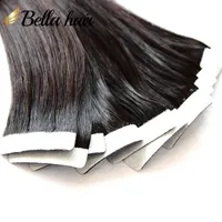 40pcs Natural Color Glue Skin Hair Weft Tape in Human Hair Extensions Straight Indian Hair Weaves 18&#039;-24&quot; Bellahair